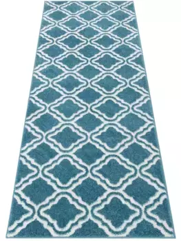 Моя домашняя дорожка "Debora", прямоугольная, ковровая дорожка, короткий ворс, с рисунком, геометрический дизайн, мягкий My home 90х250 см, синий