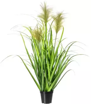 Моя домашняя искусственная трава "Янина", камыш, искусственное растение, в горшке My home /15х120 см, зеленый