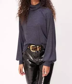 More Love Marled Rib Водолазка Топ в Галактическом Синем PROJECT SOCIAL T