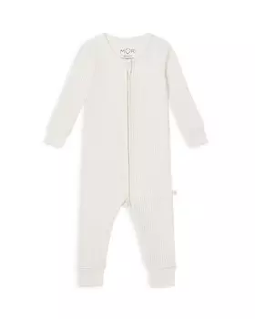 MORI Комбинезон унисекс вафельной вязки с застежкой-молнией - для малышей, слоновая кость/кремовый