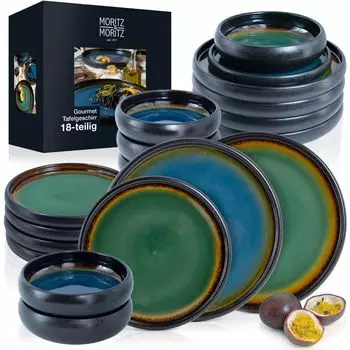 Moritz & Moritz столовый сервиз, 18 предметов, сине-зеленый набор посуды Reactive iLP