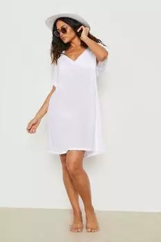 Морщинистый пляжный кафтан boohoo, белый