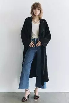 Морские прямые джинсы с высокой посадкой ZARA, синий