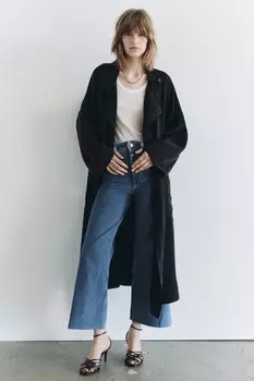 Морские прямые джинсы с высокой посадкой ZARA, синий