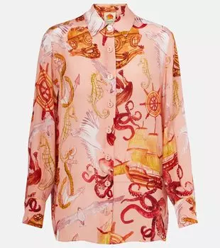 Морское чудо принтованная рубашка Farm Rio, Nautical Wonder Pink