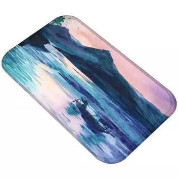 Морской горный лесной пейзаж Не-фитильный дверной коврик для кухни, ванной комнаты, напольный ковер-2 # Stuttg, мультиколор