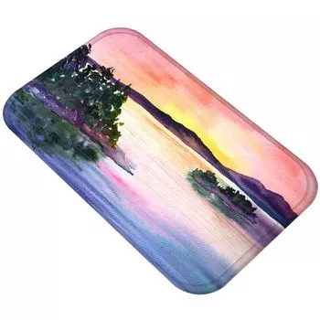 Морской горный лесной пейзаж Не-фитильный дверной коврик для кухни, ванной комнаты, напольный ковер-9 # Stuttg, мультиколор