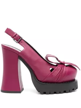 Moschino 130mm leather slingback pumps, фиолетовый
