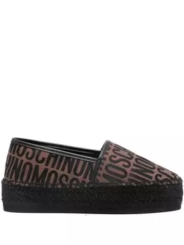 Moschino эспадрильи на платформе с жаккардовым логотипом, коричневый