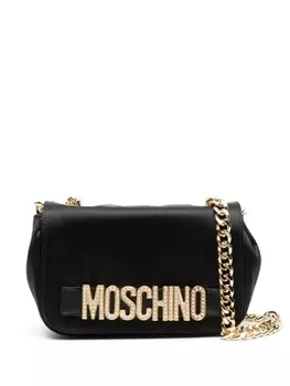 Moschino атласная сумка через плечо с логотипом, черный