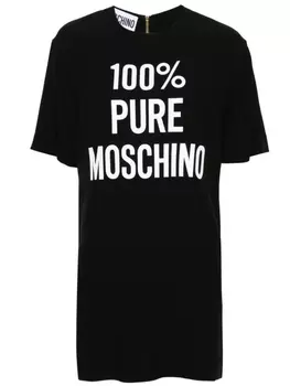 Moschino атласное платье мини с логотипом, черный