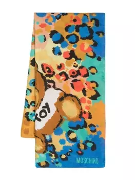 Moschino атласный шарф с логотипом, синий