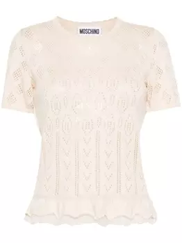 Moschino ажурный топ с оборками, нейтральный цвет