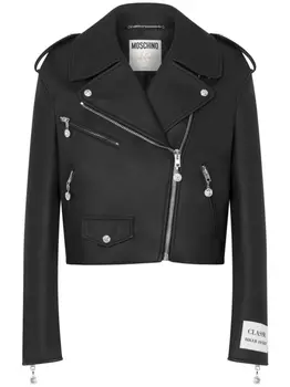 Moschino байкерская куртка с логотипом, черный