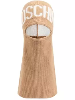 Moschino балаклава с логотипом, выполненная методом интарсии, нейтральный цвет