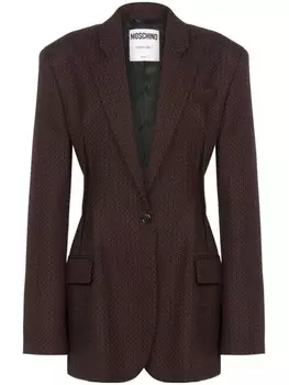 Moschino блейзер из вирджинской шерсти с логотипом, коричневый