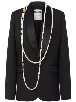 Moschino блейзер с искусственным жемчугом, черный