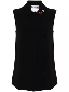 Moschino блузка с булавкой в виде сердца, черный