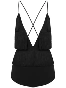Moschino боди с бахромой, черный