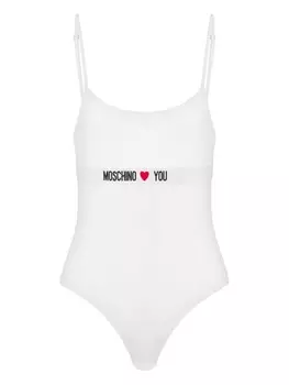 Moschino боди с логотипом, белый