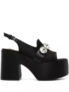 Moschino босоножки на платформе с кристаллами, черный