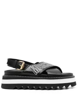 Moschino босоножки на платформе с логотипом, черный