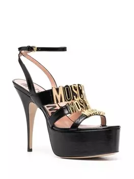 Moschino босоножки на платформе с логотипом, черный