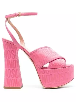 Moschino босоножки на платформе с логотипом, розовый
