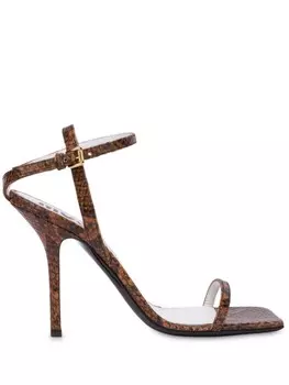 Moschino босоножки с тиснением под кожу питона, коричневый