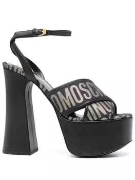 Moschino босоножки с жаккардовым логотипом, черный