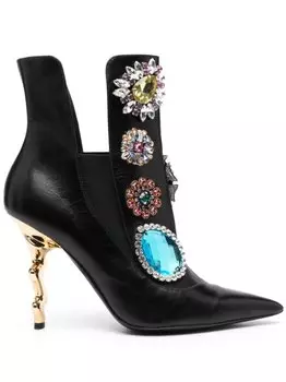 Moschino ботильоны с кристаллами, черный
