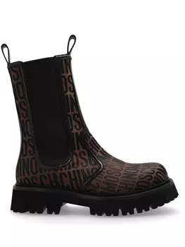 Moschino ботинки с монограммным принтом, синий