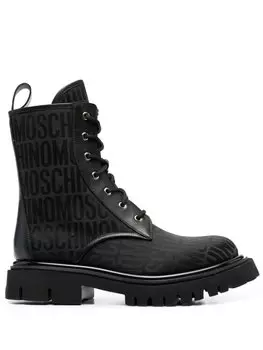 Moschino ботинки с монограммой, черный