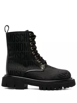 Moschino ботинки с жаккардовым логотипом, черный
