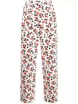 Moschino брюки с завышенной талией и цветочным принтом, белый