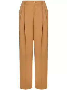 Moschino брюки строгого кроя со складками, коричневый