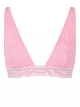 Moschino бюстгальтер с треугольными чашками и логотипом, розовый