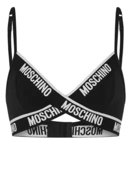 Moschino бюстгальтер с треугольными чашками и логотипом, черный