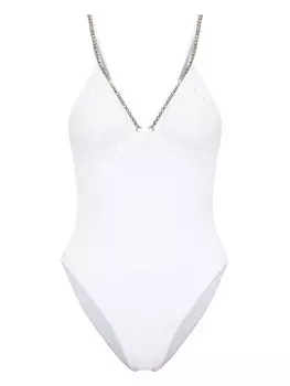 Moschino цельный купальник, украшенный кристаллами, белый