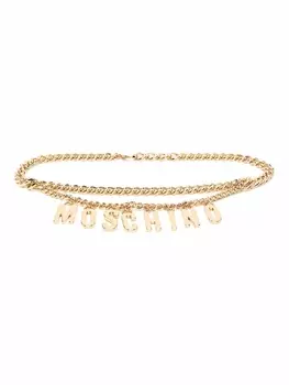 Moschino цепочный ремень с логотипом, золотистый