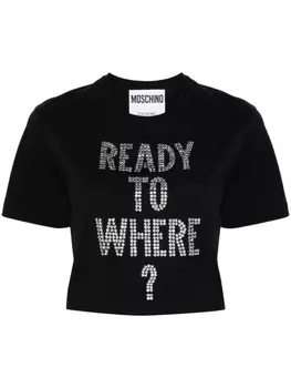 Moschino декорированная укороченная футболка, черный
