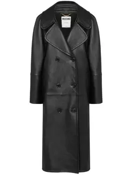 Moschino двубортное пальто асимметричного кроя, черный