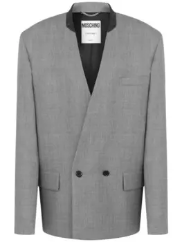Moschino двубортный пиджак без воротника, серый