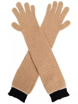 Moschino двухцветные перчатки с ребристым узором, нейтральный цвет