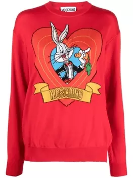 Moschino джемпер Bugs Bunny вязки интарсия, красный