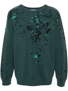 Moschino джемпер из вирджинской шерсти с эффектом разбрызганной краски, зеленый