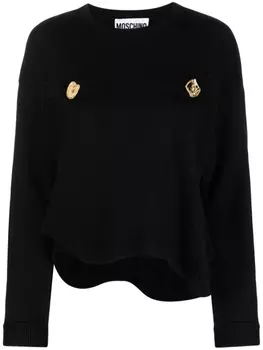 Moschino джемпер из вирджинской шерсти с асимметричным подолом, черный