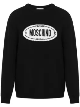 Moschino джемпер из вирджинской шерсти с логотипом, черный