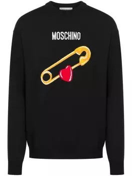 Moschino джемпер из вирджинской шерсти вязки интарсия, черный