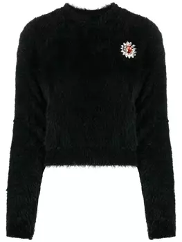 Moschino джемпер с цветочной аппликацией, черный
